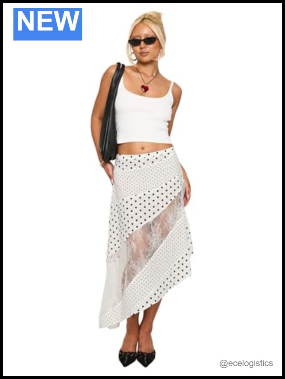 Princess Polly Rennar Maxi Skirt Cotton Lace Polka Dot